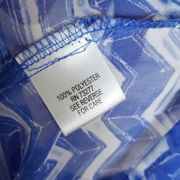 Y2K Oversized Sheer Tank Top Blouse Chevron Stripe Flowy Blue V-Neck Hi Low S - Picture 10 of 11